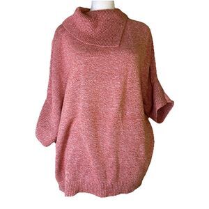 Cabi Womens Sweater Burnt Orange White Chunky Knit Oversized Size Medium